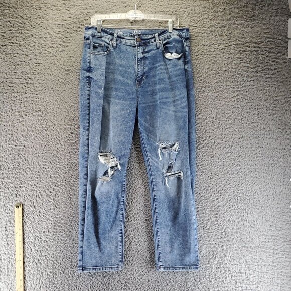 A.N.A Jeans Womens Size 16 Blue High-Rise Straight Distressed Denim - Picture 1 of 12